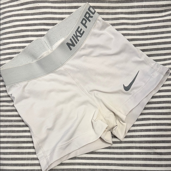 Nike Pants - Nike White Compression Shorts with Gray Swoosh